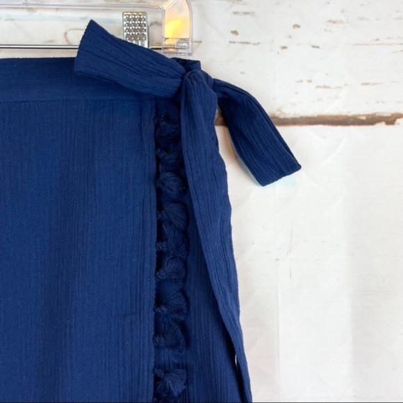 J. Crew Factory Faux Wrap Skirt‎ navy tassels size small bohemian summer - Picture 3 of 10